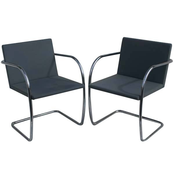 Pair of Knoll Mies Van Der Rohe Brno Thin Pad Side Chair