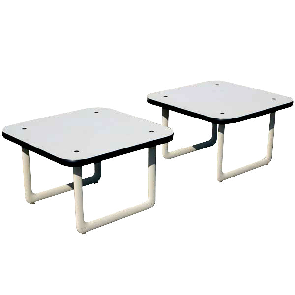 wo Mid Century Modern Morrison Side Tables for Knoll perfect design with Formica wood finish to top and metal base. 