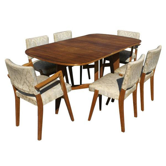 Scandinavian Dining Set (6) Chairs Drop Leaf Table