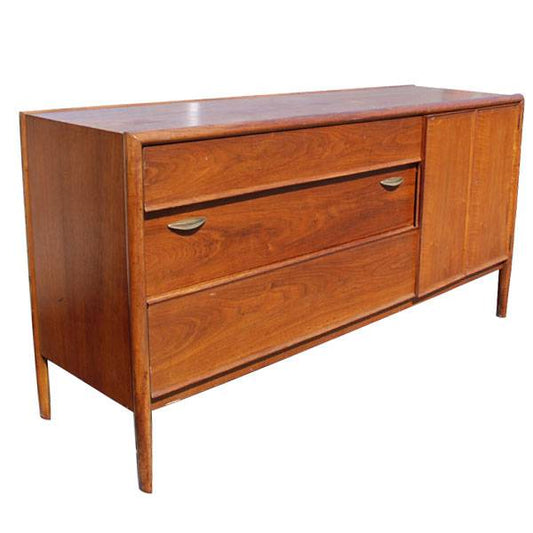 Vintage Barney Flagg for Drexel parallel breakfront credenza MR7366 with mid century modern design
