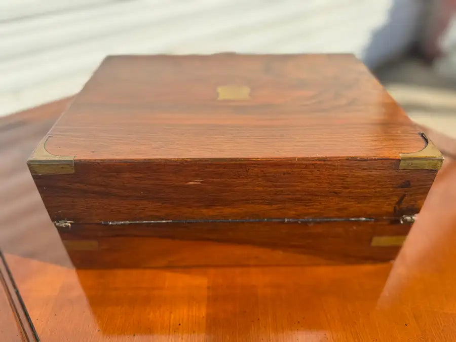 antique lap desk burl walnut polished wood surface