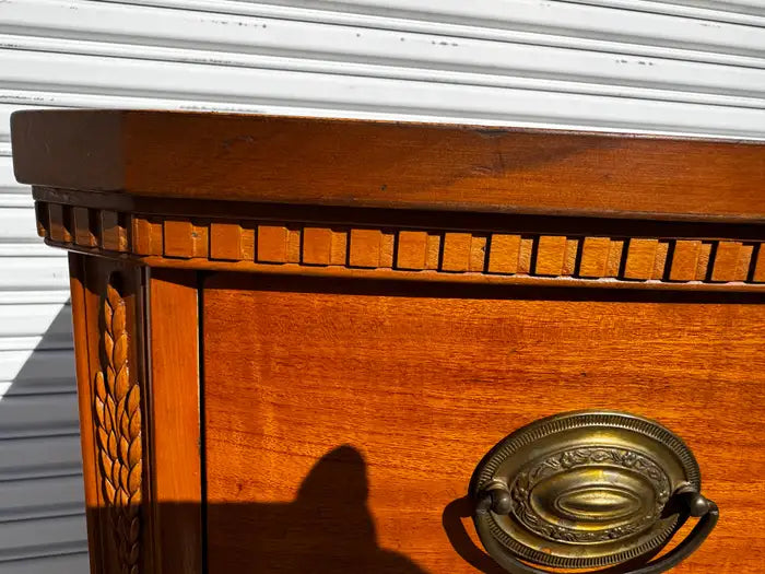 antique style mahogany chest five drawer furniture piece