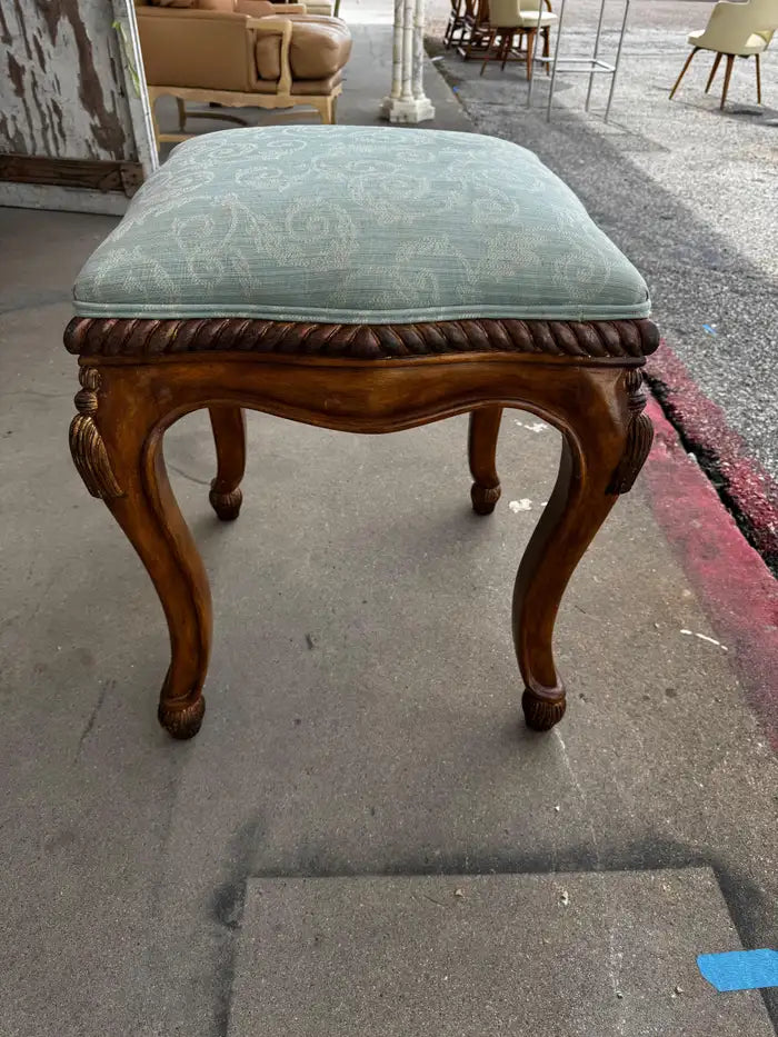 vintage French provincial accent stool with fabric seat