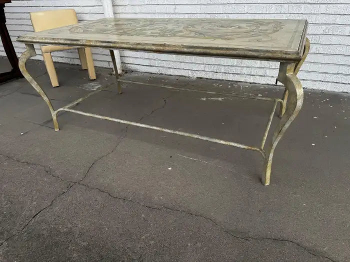 vintage Italian accent table iron base with painted details