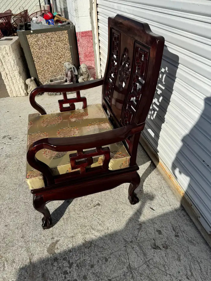 antique hand carved wood accent chair oriental style