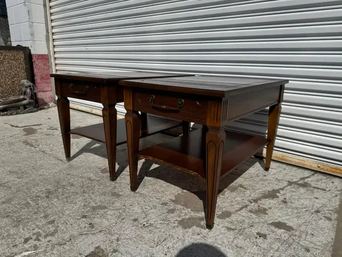 vintage wooden side tables with curved cabriole legs
