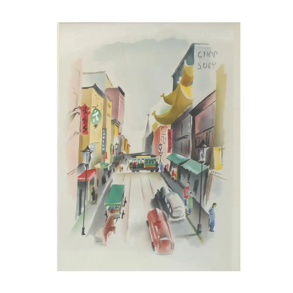 Pair of Signed Benjamin Jorj Harris Airbrush San Francisco Cable Car Artworks