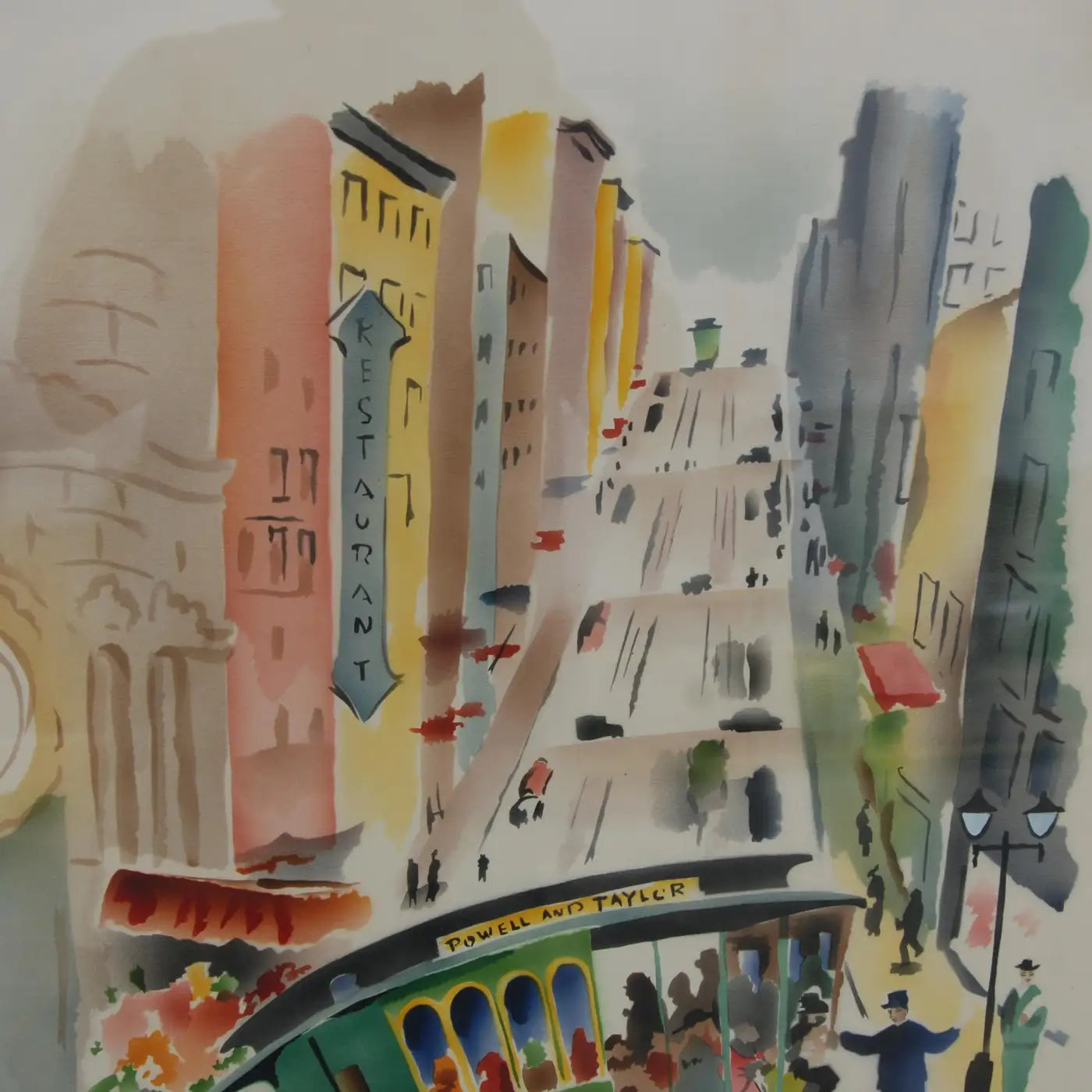 Pair of Signed Benjamin Jorj Harris Airbrush San Francisco Cable Car Artworks