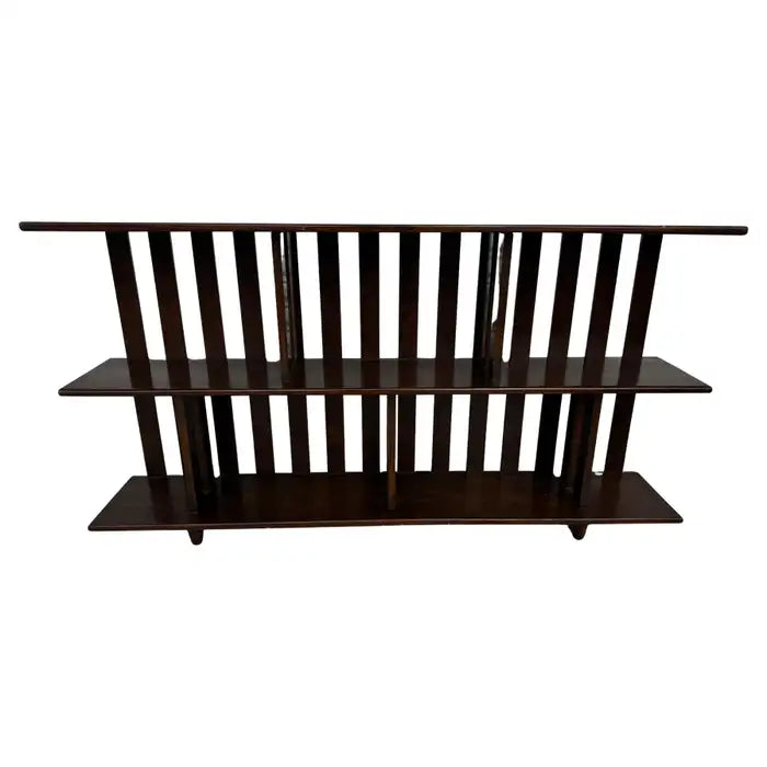 arts and crafts walnut bookcase low open shelving unit