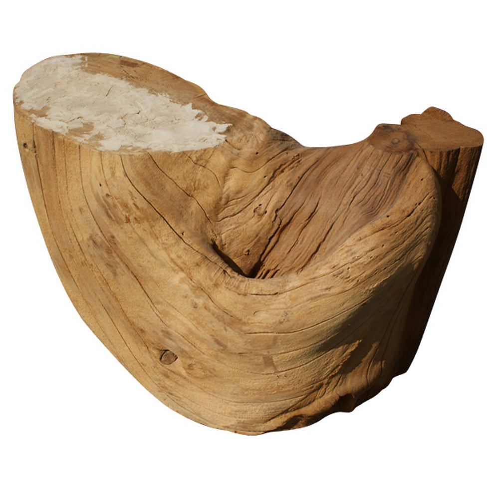 36″ Unusual Cypress Wood Pedestal Side Coffee Table