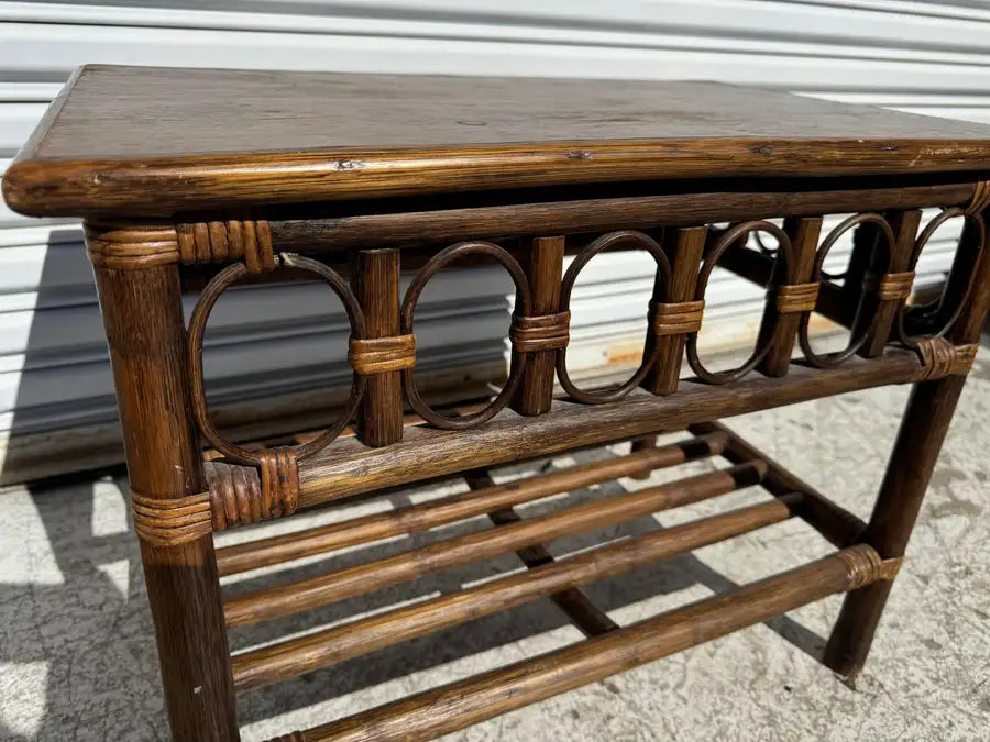 bamboo accent table bohemian décor lightweight design