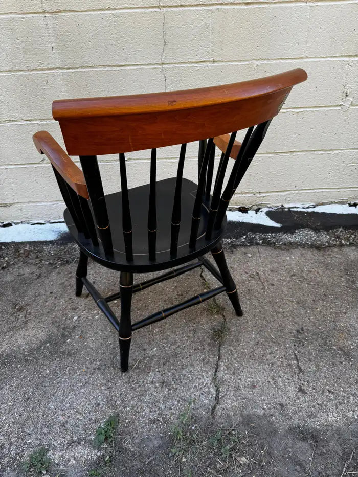 vintage style windsor chair black lacquer wood detail