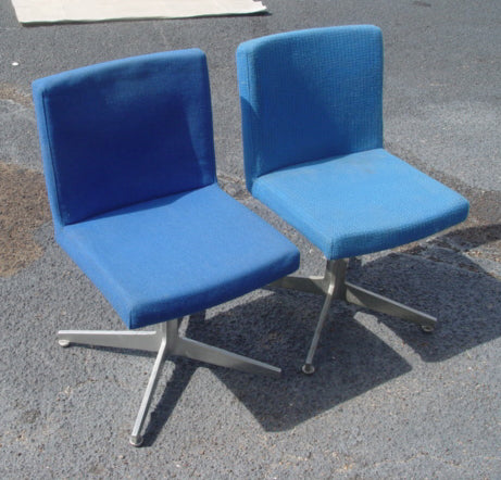 (2) Vintage GF Office Furniture Aluminum Chairs Blue