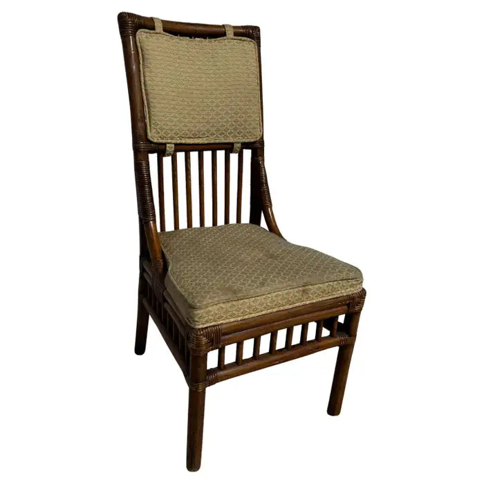 boho bamboo side chair upholstered seat natural wood frame