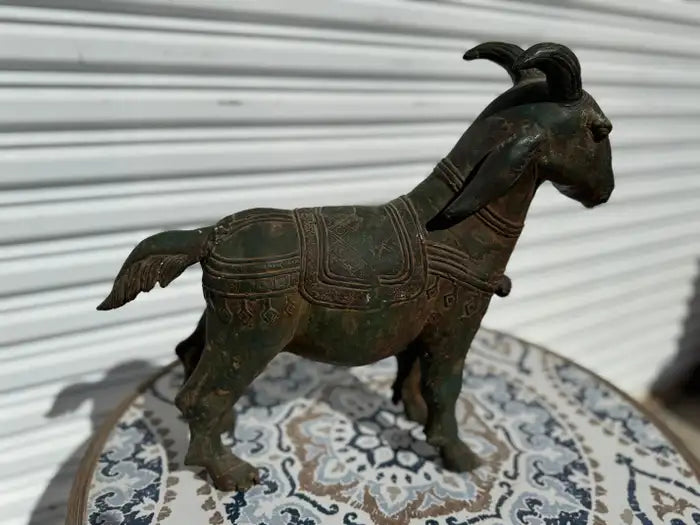 antique bronze animal sculpture goat design