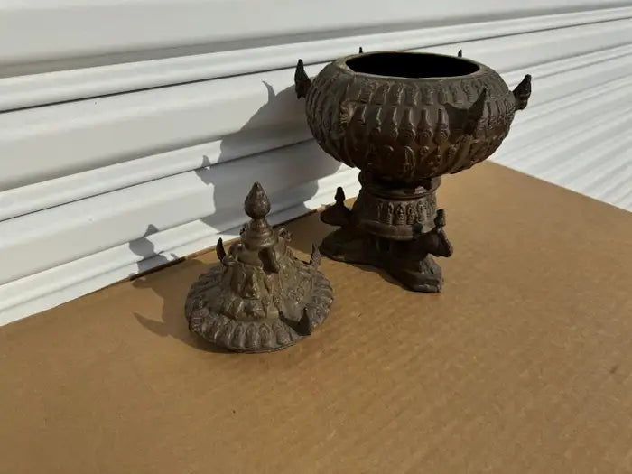 bronze naga serpent sculpture thai spiritual water vessel