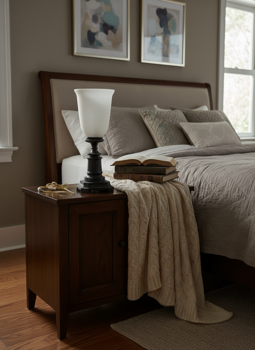 Bronze colored torchiere lamp with classic retro design base.