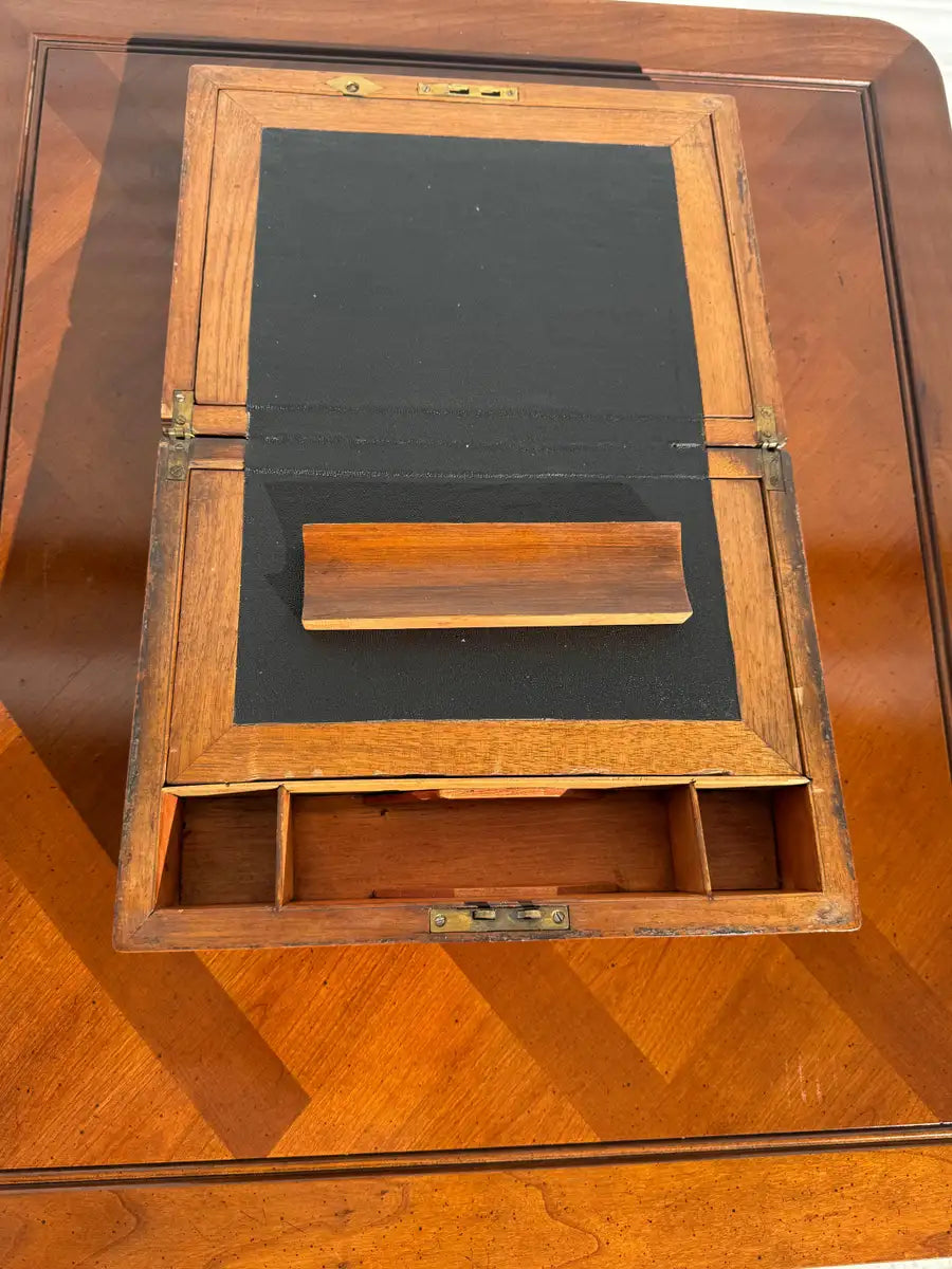 burl walnut writing box antique desk with brass hardware
