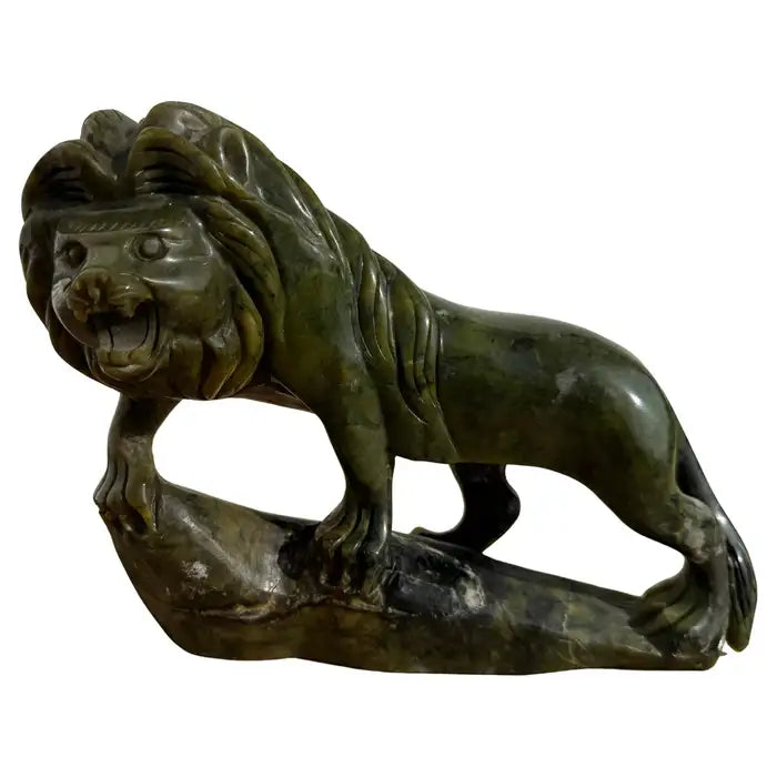 carved jade lion sculpture decorative stone guardian figure