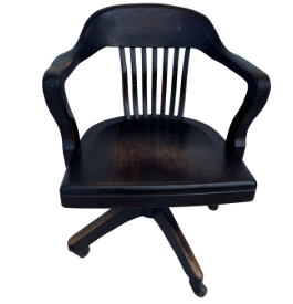 Early 19th Century Antique Oak Bankers Office Swivel Desk Chair