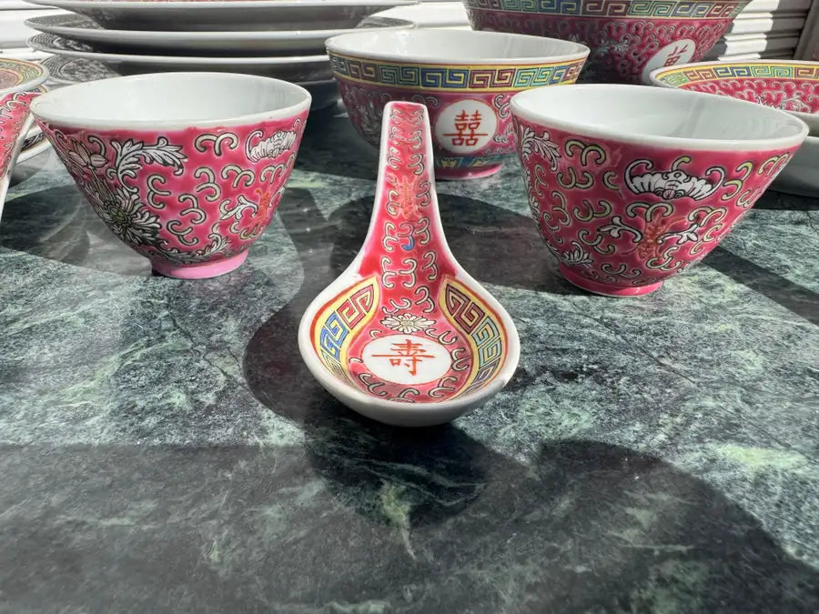 Chinese porcelain dinnerware hand painted longevity pattern
