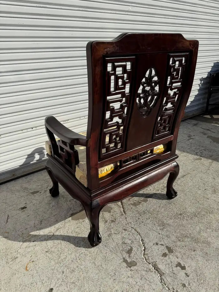 hand carved rosewood armchair vintage furniture piece
