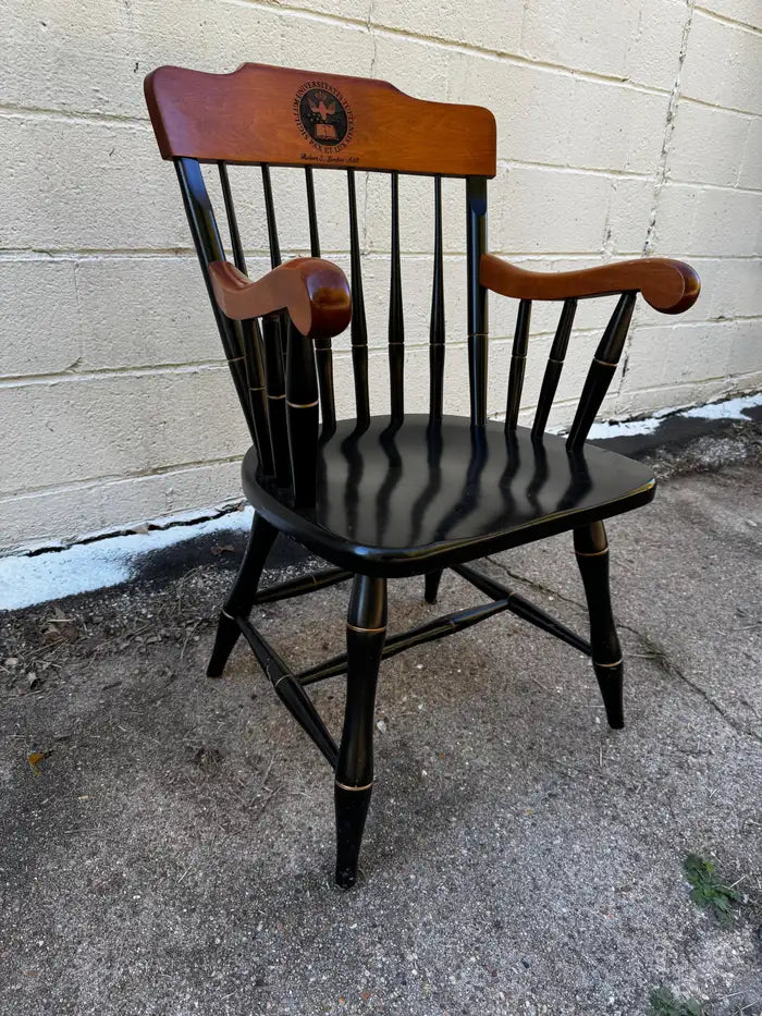 traditional spindle back armchair black lacquer wood frame