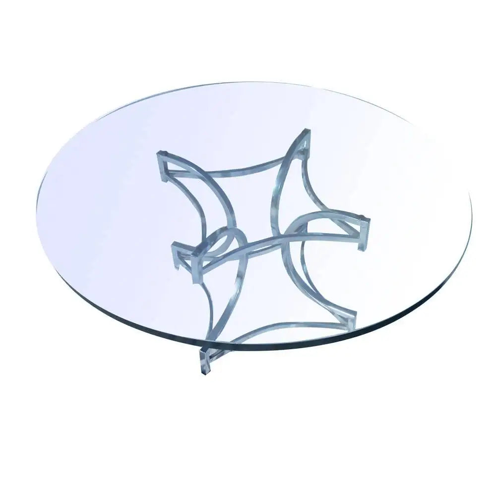 Vintage Mid Century Milo Baughman Style Chrome and Glass Coffee Table