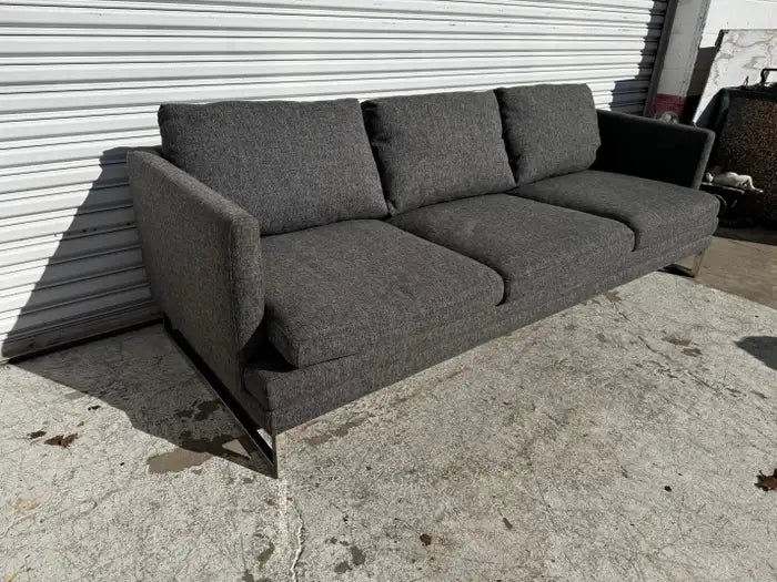 grey fabric sofa three seater contemporary living room