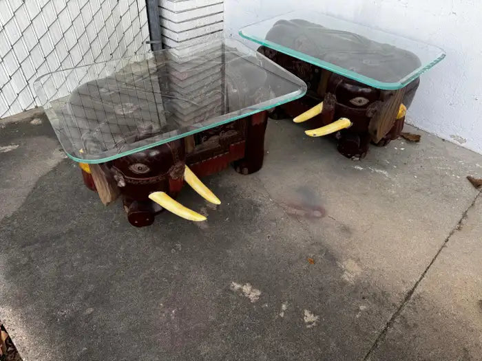 decorative elephant side tables with hand painted finish