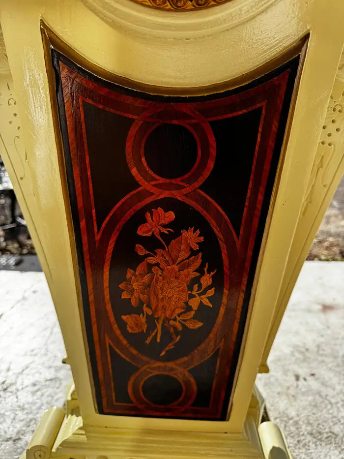 antique style pedestal with hand painted finish and bronze mounts