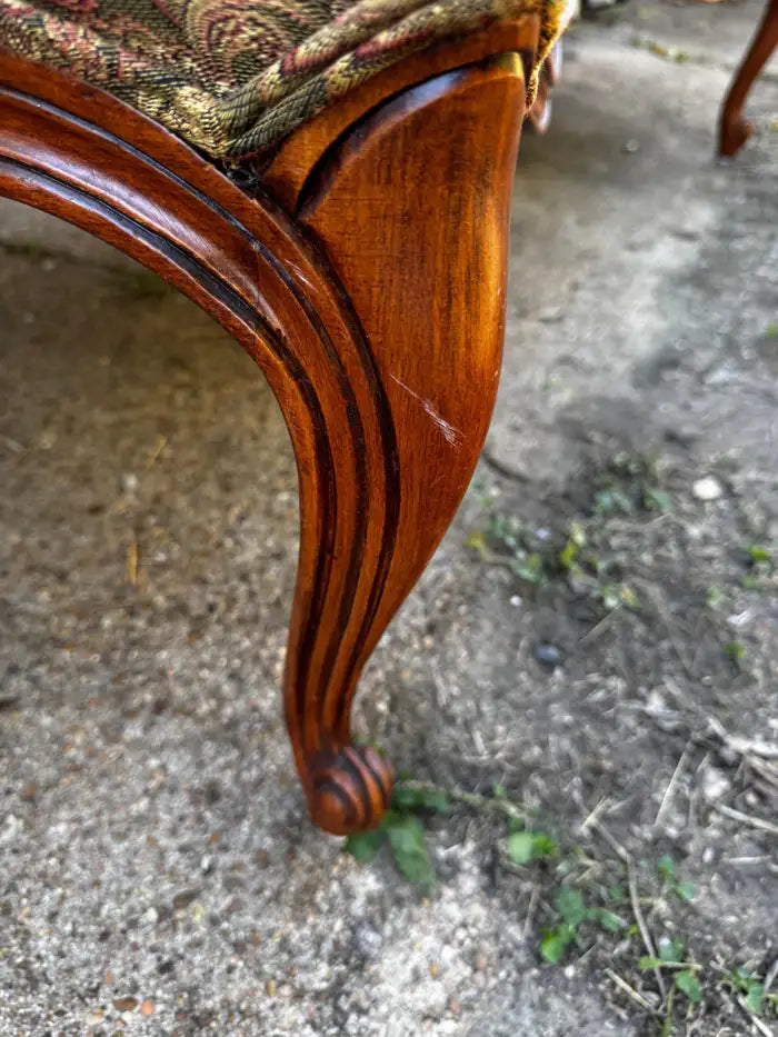 carved walnut bergere chairs upholstered accent furniture
