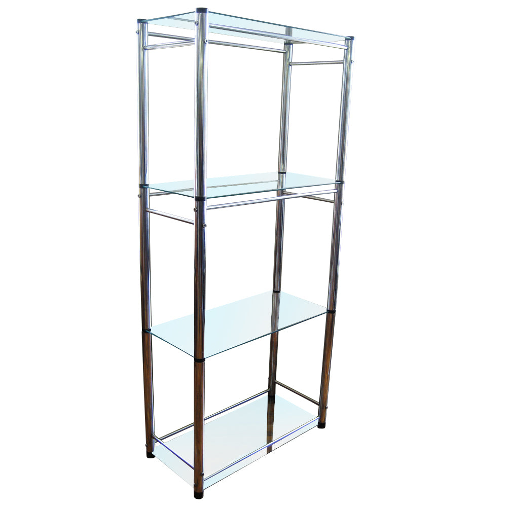 Vintage mid century glass chrome etagère MR12770 with sleek modern design