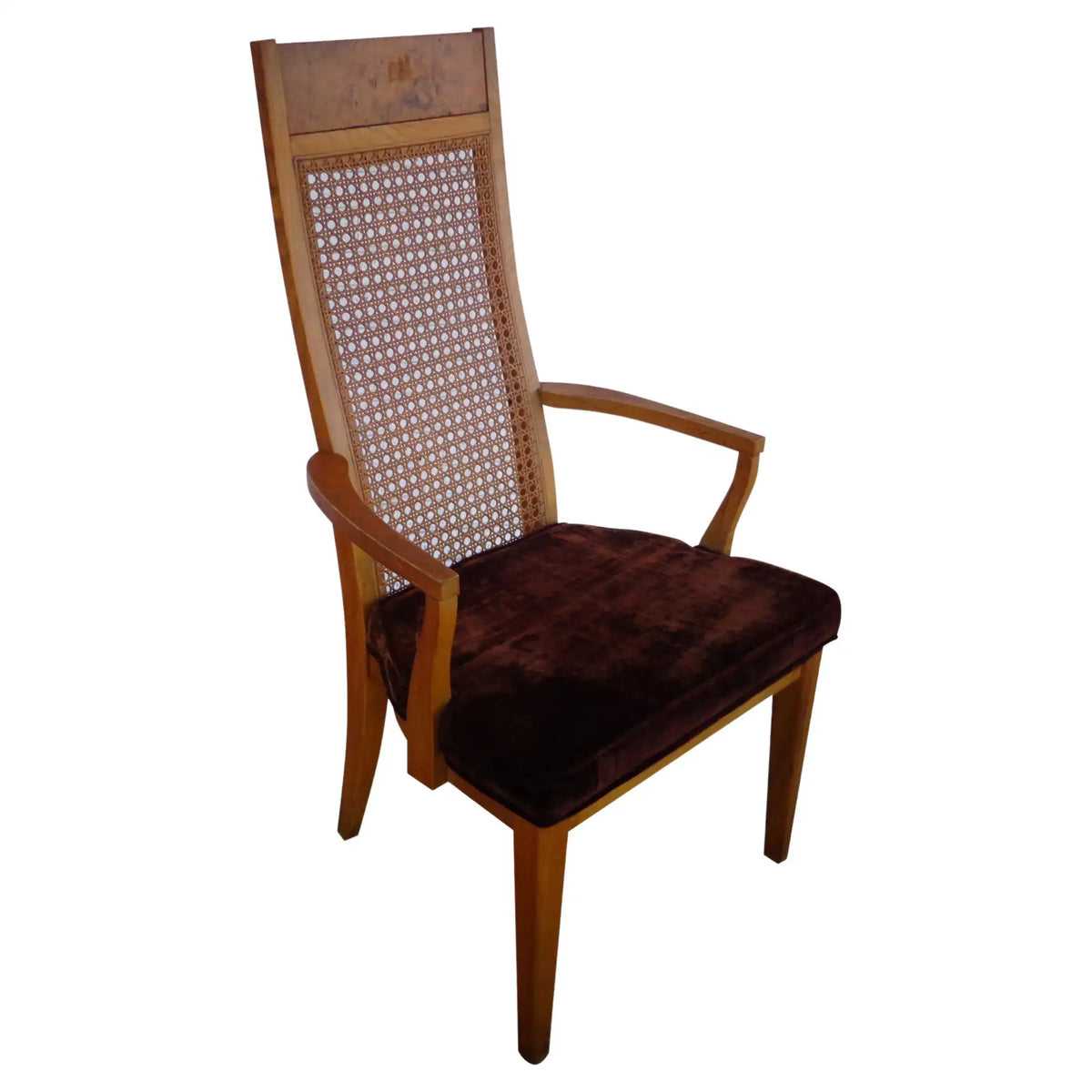 (1) Lane High Back Cane Burl Dining Chairs 8 AVAILABLE