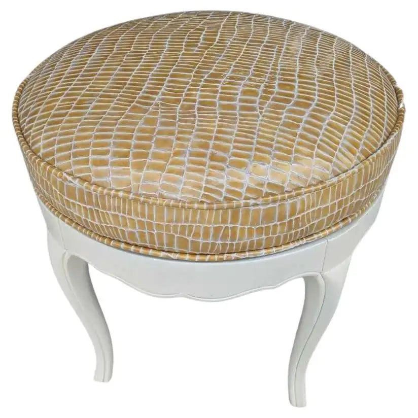 Vintage Restored Hollywood Regency Style Ottoman with Swivel