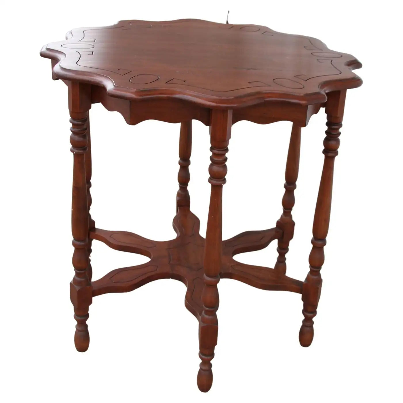 Vintage 6 Leg Scalloped Sided Table
