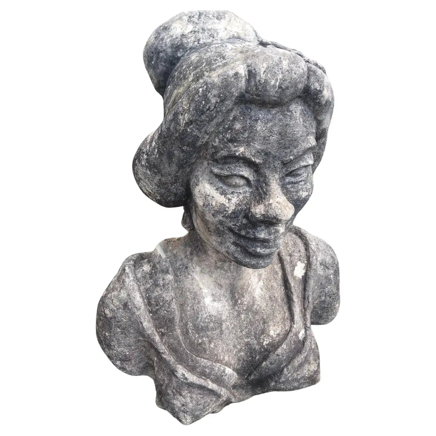 Haitian woman garden sculpture