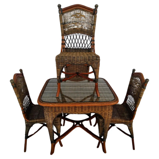 Handwoven Bamboo and Rattan Dining set