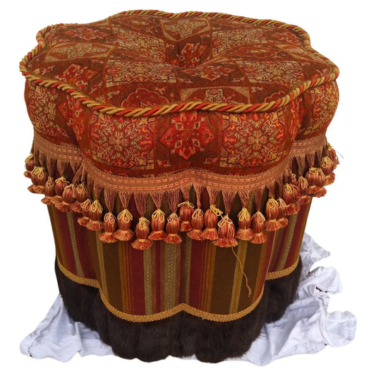 Beautifully Upholstered Octagon Shaped Ottoman