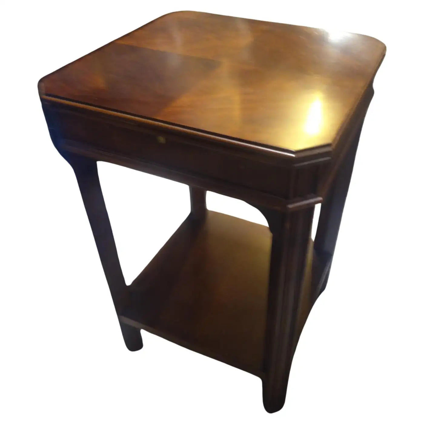 Lane mahogany pedestal with carved details