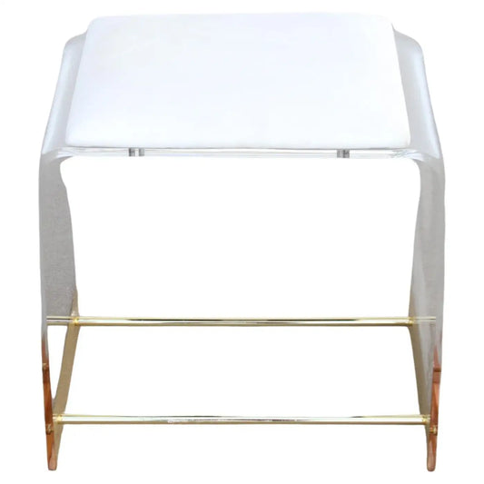 Lucite and Brass Waterfall Vanity Stool
