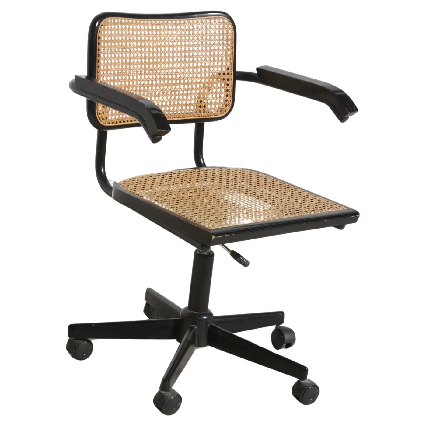 Thonet Style Cane Swivel Office Armchair