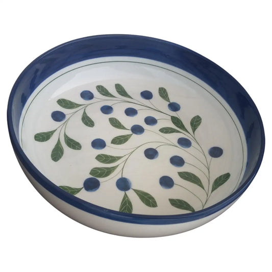 Dansk ceramic pasta bowl with blueberry design