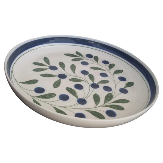 Dansk ceramic serving platter with blueberry design