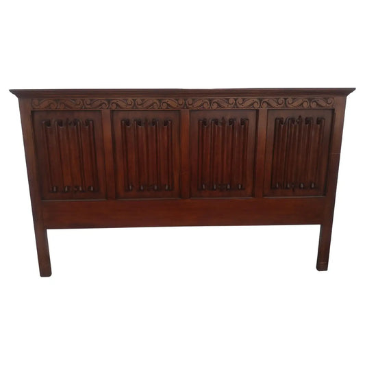 King Size Mahogany Headboard with Scrolled Panels