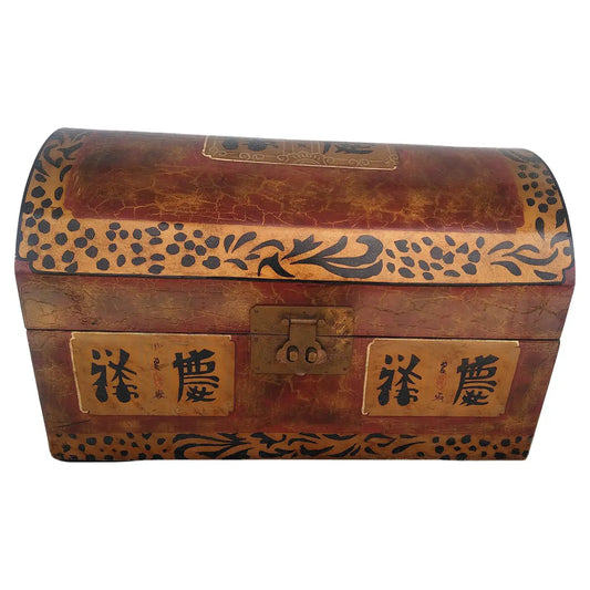 Asian hand-painted humpback decorative storage chest