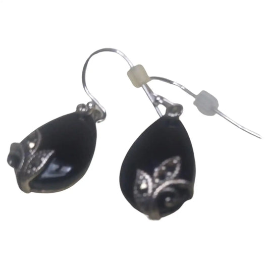 Sterling silver and onyx earrings for women