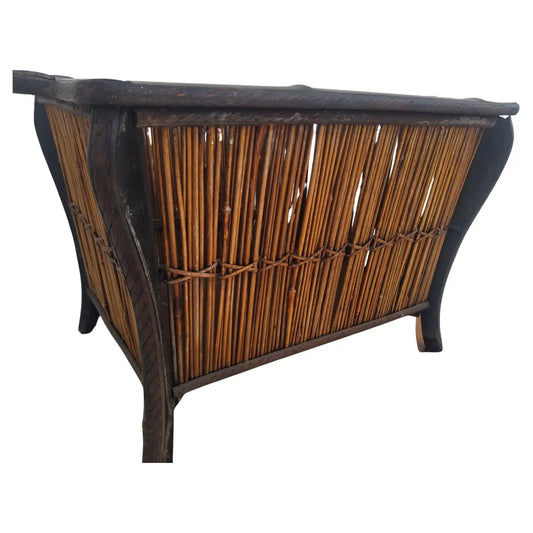 Beautiful bamboo and straw boho chic storage basket