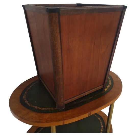 Vintage walnut and bamboo boho chic waste basket