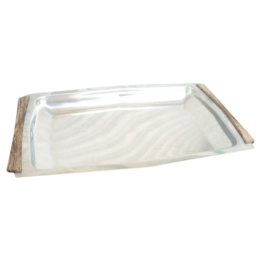Cultura stainless steel and teak serving platter